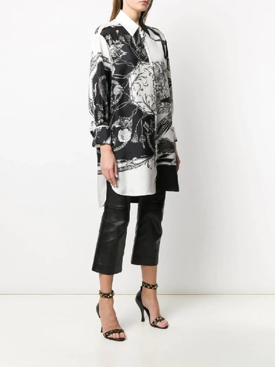 Shop Ferragamo Floral Print Long-line Shirt In Black