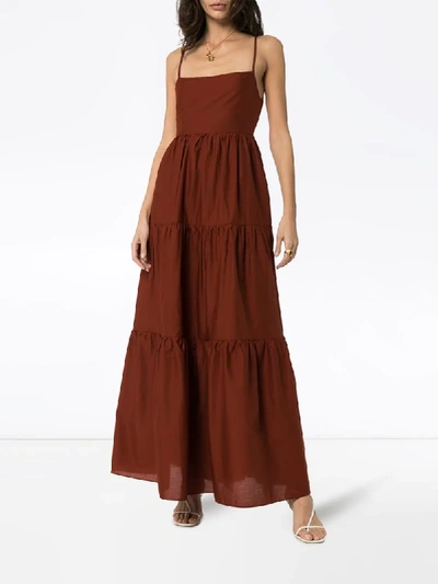 Shop Matteau Tiered Maxi Dress In Brown