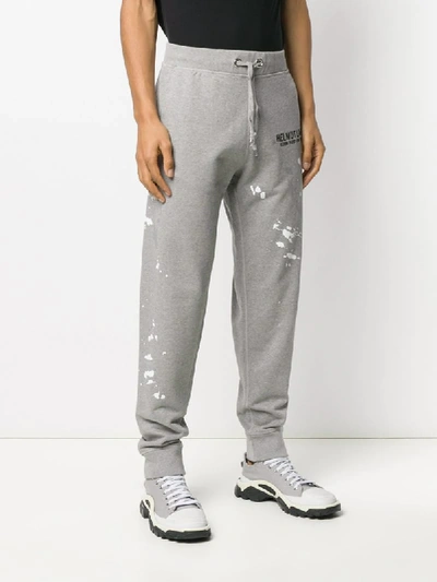 Shop Helmut Lang Paint Splatter Track Pants In Grey