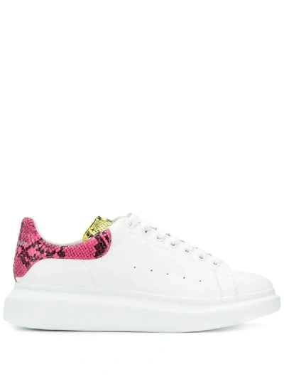 Shop Alexander Mcqueen Oversized Snakeskin-effect Detail Sneakers In White