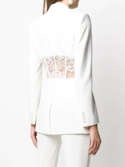 Shop Alexander Mcqueen Lace Leaf Single-breasted Blazer In White