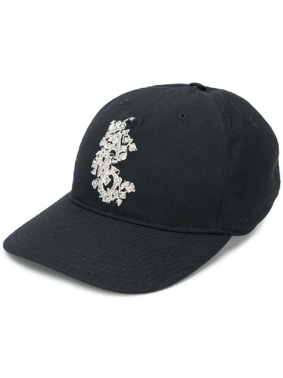 Shop Alexander Mcqueen Leaf Logo Embroidered Baseball Cap In Black
