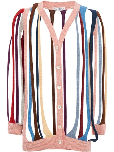 Shop Jw Anderson Tubular Knitted Cardigan In Pink