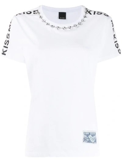 Shop Pinko Crystal Embellished T-shirt In White