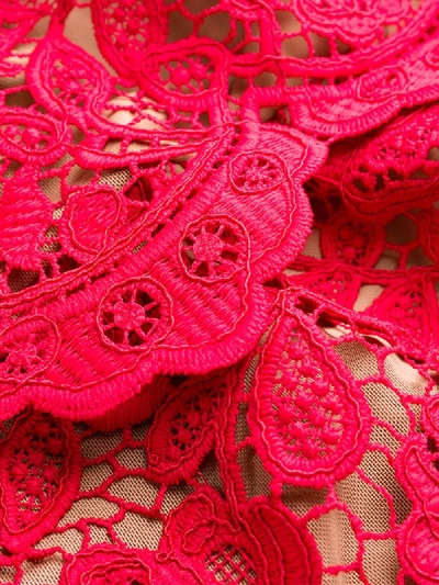 Shop Self-portrait Floral-lace A-line Dress In Red
