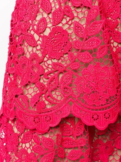 Shop Self-portrait Floral-lace A-line Dress In Red
