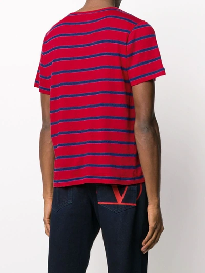Gucci Men's X Disney Mickey Mouse-patch Striped T-shirt In Red