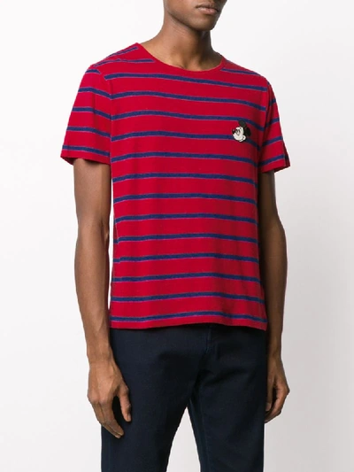 Gucci Men's X Disney Mickey Mouse-patch Striped T-shirt In Red