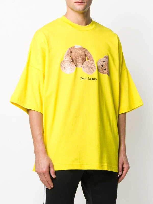 Palm Angels Teddy Bear Print Oversized T-shirt In Yellow | ModeSens