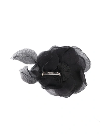 Shop Dsquared2 Floral Tulle Brooch In Black