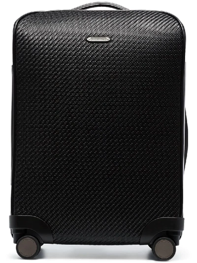 Shop Ermenegildo Zegna Textured Four-wheel Suitcase In Black