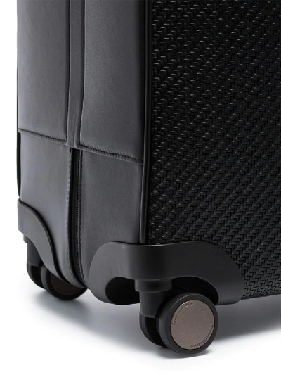 Shop Ermenegildo Zegna Textured Four-wheel Suitcase In Black