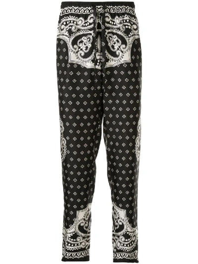 Shop Dolce & Gabbana Bandana Print Silk Track Trousers In Black