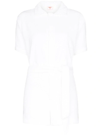 Shop Terry Towelling Cotton-terry Jumpsuit In White