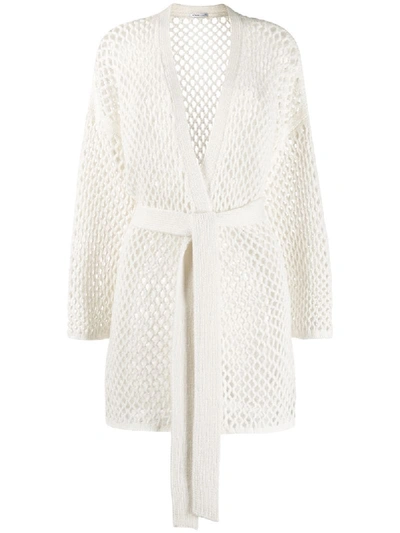 Shop Agnona Lattice Cardigan. In White