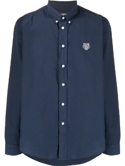 Shop Kenzo Tiger Button Down Shirt In Blue