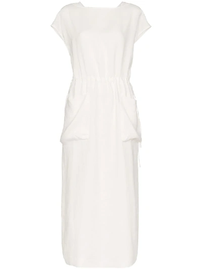 Shop Lvir Drawstring Waist Maxi Dress In White