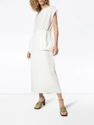 Shop Lvir Drawstring Waist Maxi Dress In White