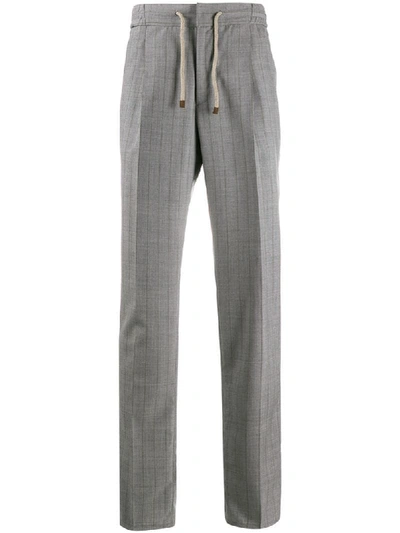 Shop Brunello Cucinelli Checked Slim-fit Trousers In Grey