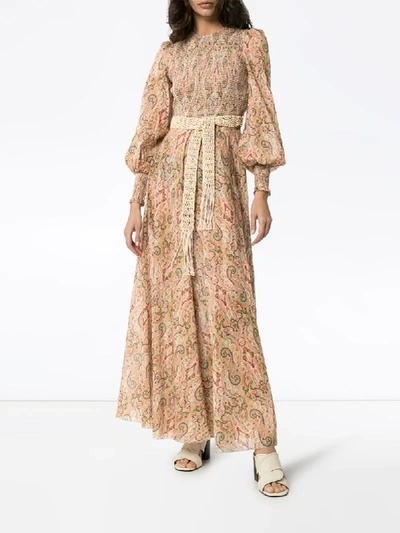 Shop Zimmermann Paisley Print Maxi Dress In Brown