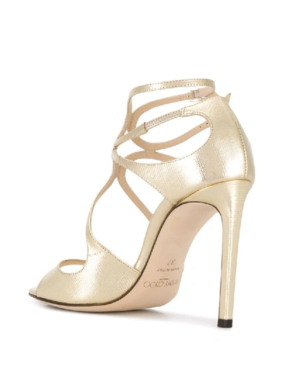Shop Jimmy Choo Lace Strappy Sandals In Gold