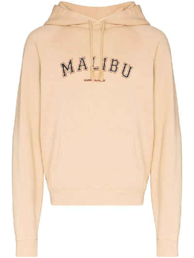 Shop Saint Laurent Malibu Logo Hoodie In Neutrals