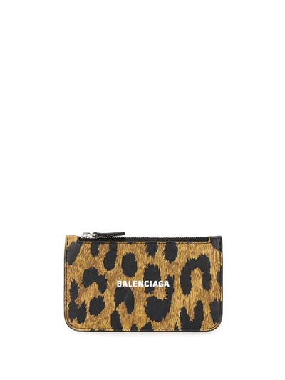 Shop Balenciaga Logo Leopard Print Purse In Black