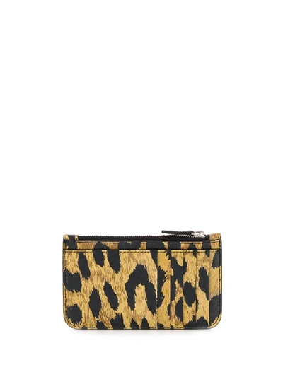 Shop Balenciaga Logo Leopard Print Purse In Black