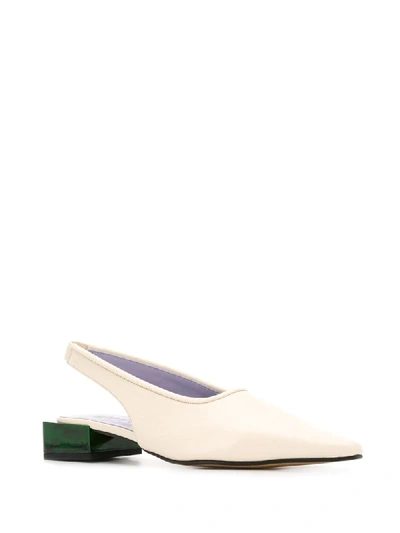 Shop Ganni Low-heel Slingback Pumps In White