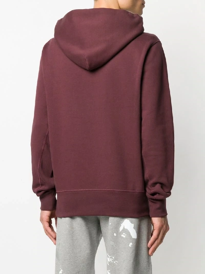 Shop Helmut Lang Logo Embroidered Hooded Sweatshirt In Red