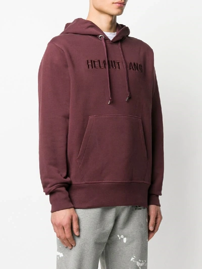 Shop Helmut Lang Logo Embroidered Hooded Sweatshirt In Red