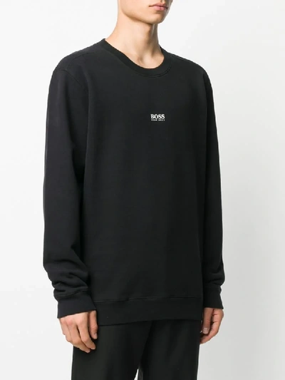 Shop Hugo Boss Logo Print Relaxed-fit Sweatshirt In Black