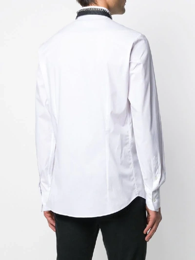 Shop Philipp Plein Studded Spread Collar Shirt In White