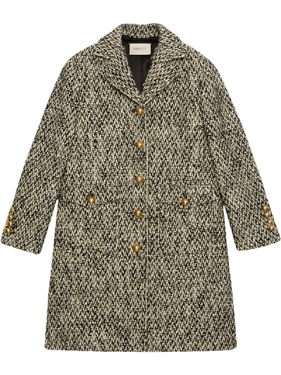 Shop Gucci Tweed Single-breasted Coat In Black