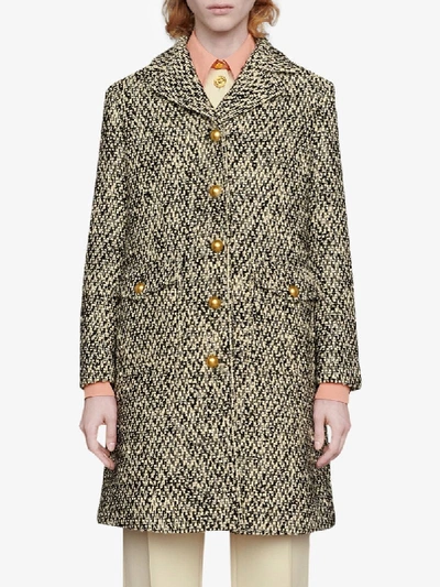 Shop Gucci Tweed Single-breasted Coat In Black