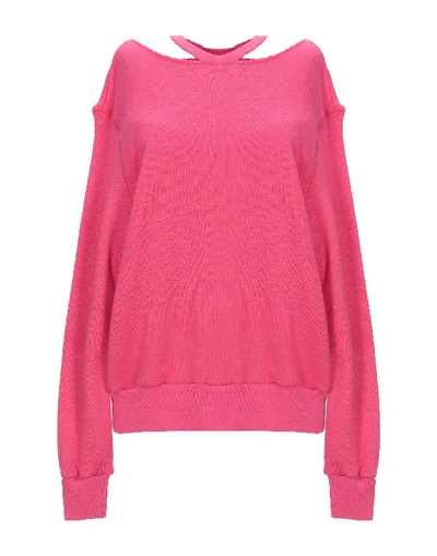 Shop Ben Taverniti Unravel Project Woman Sweatshirt Fuchsia Size L Cotton, Cashmere, Elastane In Pink
