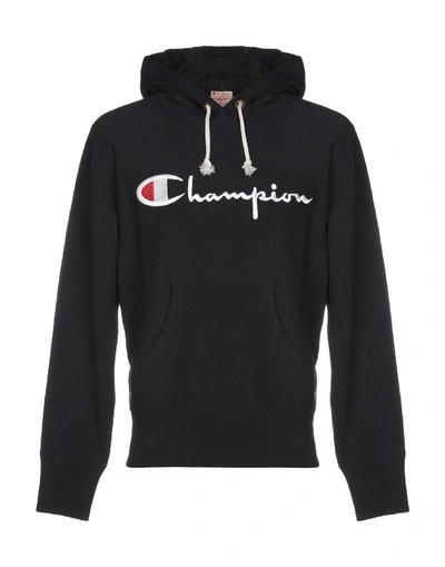 Shop Champion Hooded Sweatshirt In Dark Blue
