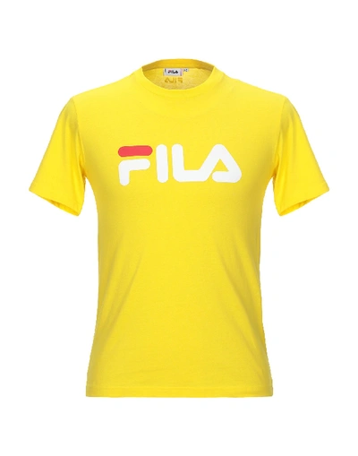 Shop Fila T-shirts In Yellow