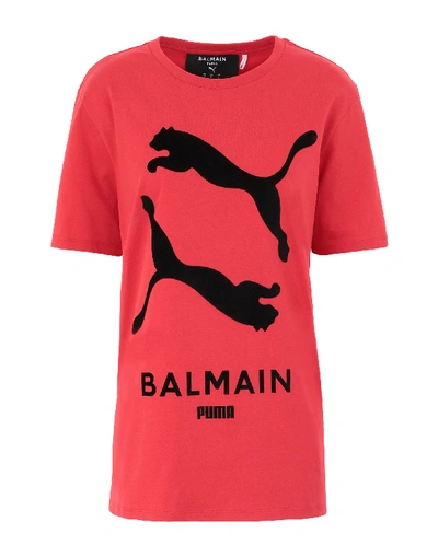 Shop Balmain Puma X  X  Graphic Tee Woman T-shirt Red Size Xs Cotton