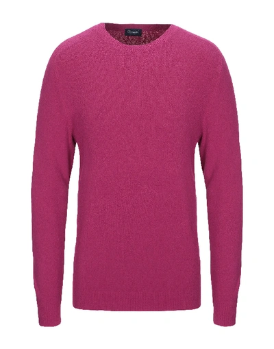 Shop Drumohr Man Sweater Garnet Size 42 Cotton, Polyamide In Red