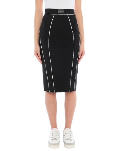 Shop Elisabetta Franchi Knee Length Skirt In Black