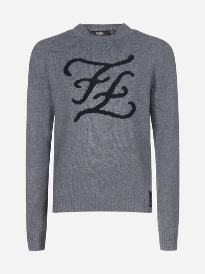Shop Fendi Pull In Cashmere Con Logo Karligraphy