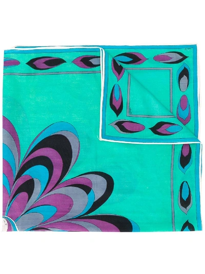 Pre-owned Emilio Pucci 1960s Abstract Print Scarf In Green