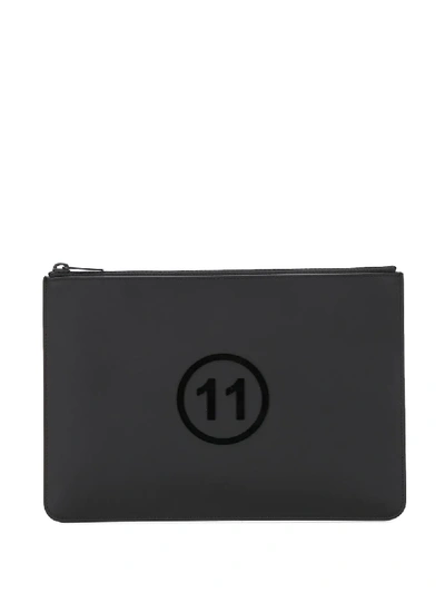Shop Maison Margiela Embossed Numerical Logo Clutch In Black