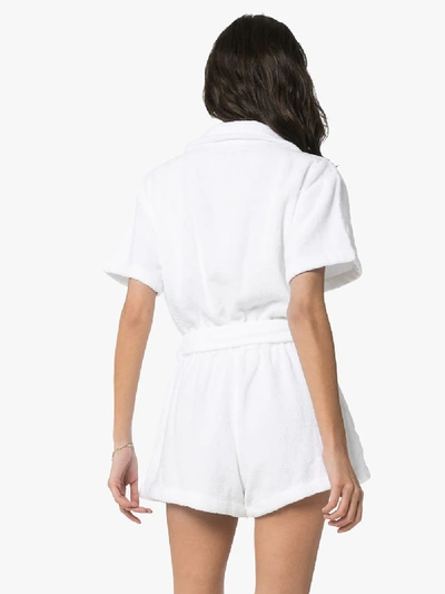 Shop Terry Towelling Terry Belted Towelling Jumpsuit In White