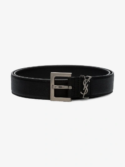 Saint Laurent Cassandre Belt Square Buckle Accessories In Black