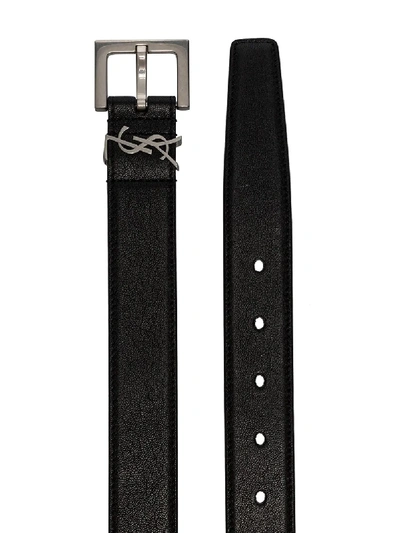 Saint Laurent Cassandre Belt Square Buckle Accessories In Black
