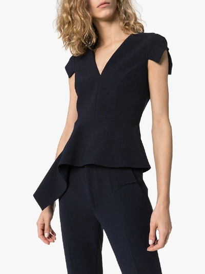 Shop Roland Mouret Breen Asymmetric Hem Top In Blue