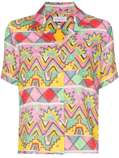 Shop Mira Mikati Abstract Print Bowling Shirt In White