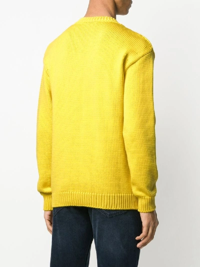 Shop Moschino Zip Logo Jumper In Yellow